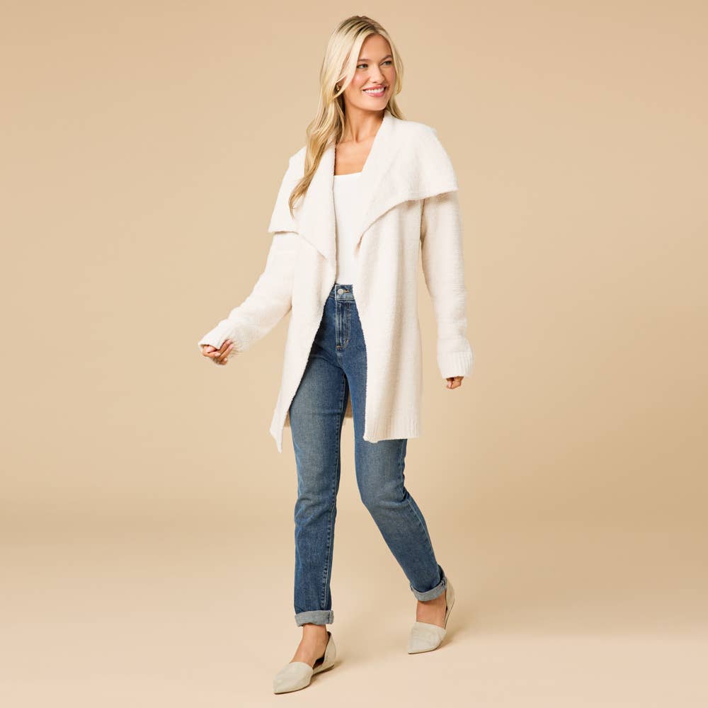Ultra-Marshmallow Wrap Cardigan with Exaggerated Collar