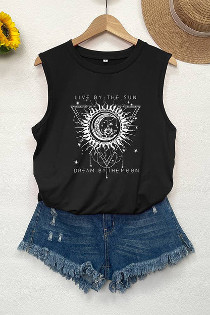Live By The Sun Graphic Tank Top STC125D20: Black / S