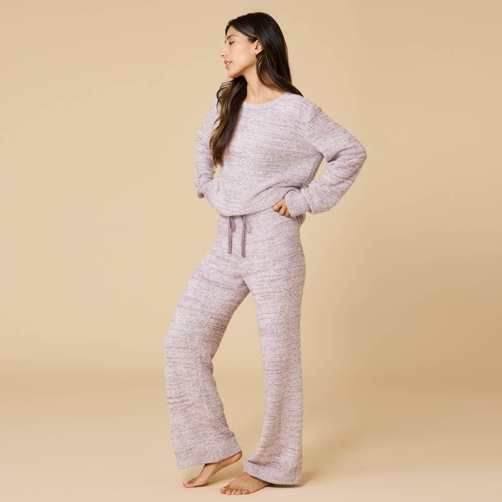 Women's Cozy Heathered Marshmallow Crew Lounge Set