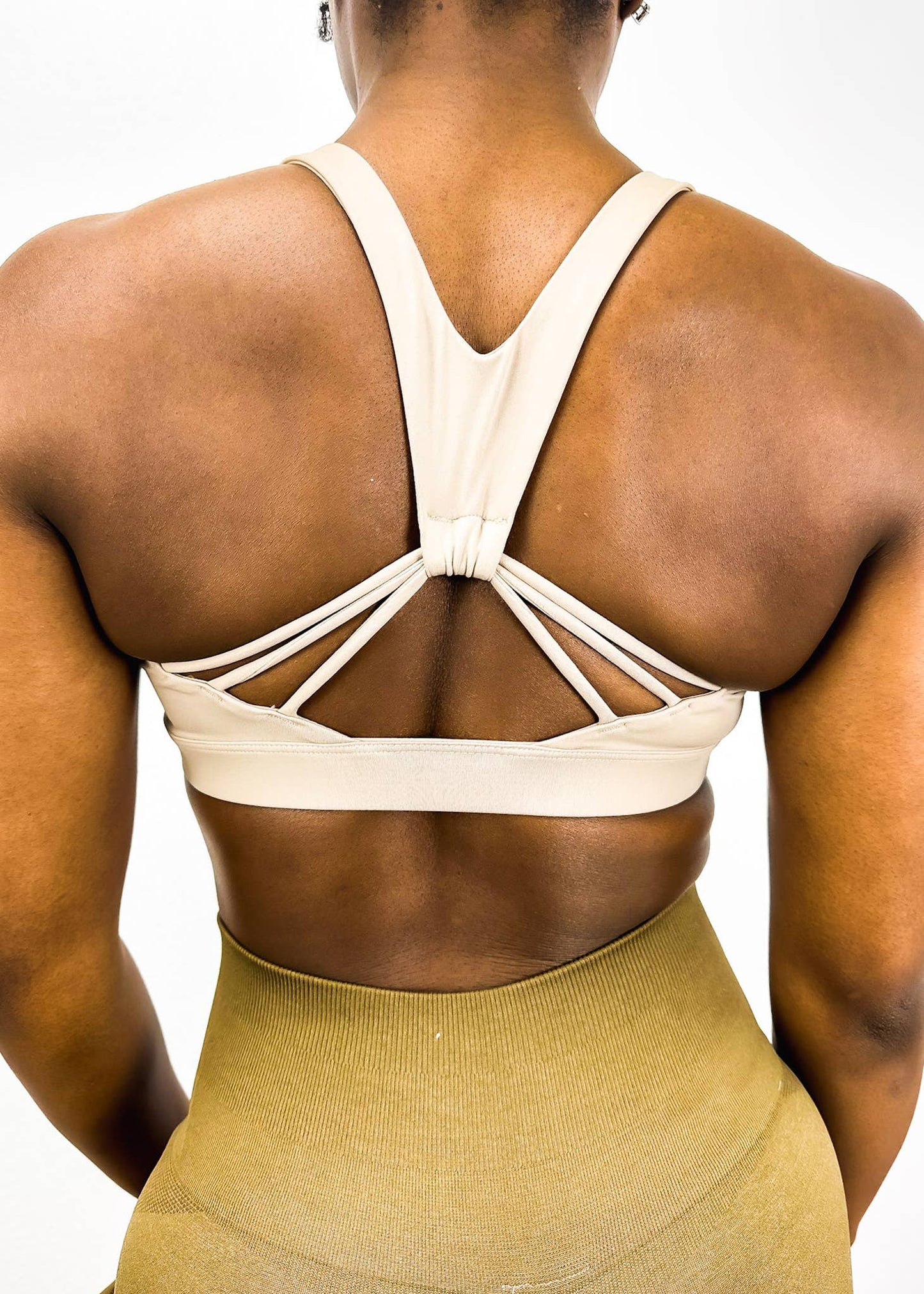 Soft Buttery Grey/ Large 8-10 V-Shape Back Straps Fitness Sports Bra: