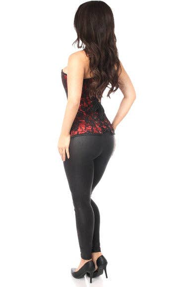 Lavish Red Lace Front Zipper Corset: SMALL
