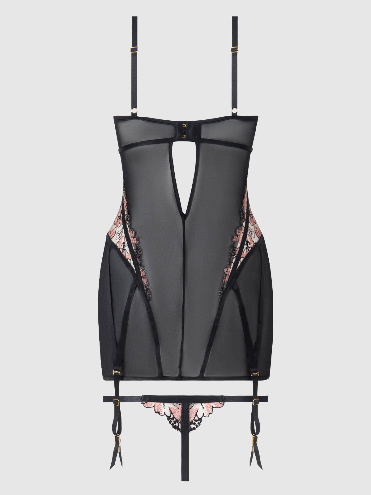 NOVA BLACKLIGHT LACE CHEMISE & THONG SET