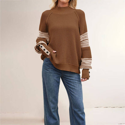 Women’s Half Turtleneck Knit Pullover Sweater_CWOSWL07173