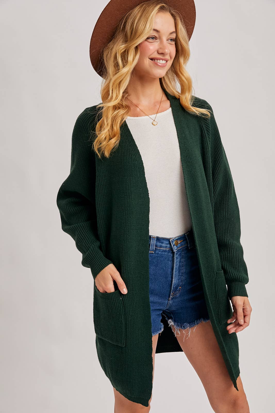 OPEN FRONT BATWING SLEEVE CARDIGAN