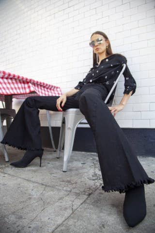 Black High Rise Flare Jeans