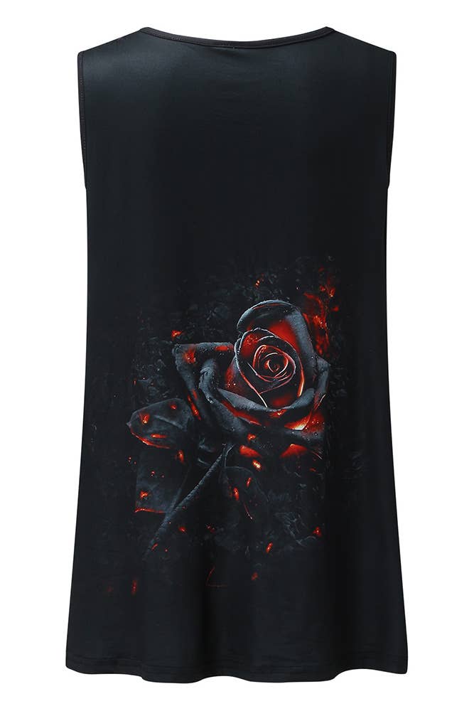 Hollow Out Gradiant Print Tank Top ZZKF1036: Black / L