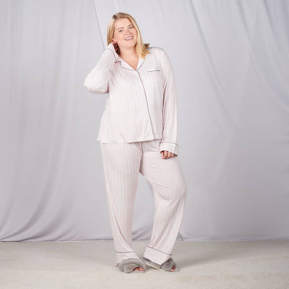 Faceplant Bamboo® Lucy Long Pants: Pink Stripe / Small