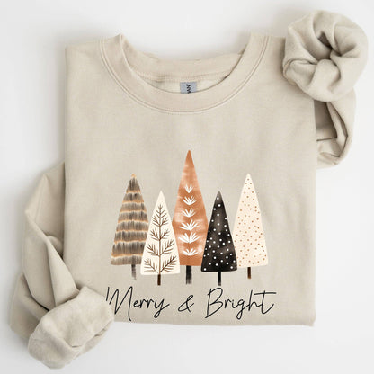 Merry and Bright, Christmas Trees, Hygge, Xmas Sweatshirt