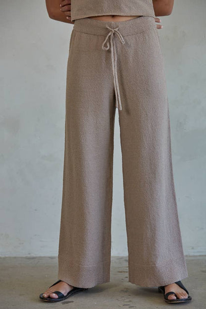 W1634 | Knit Sweater Cotton Nylon Polyester Wide Leg Pants