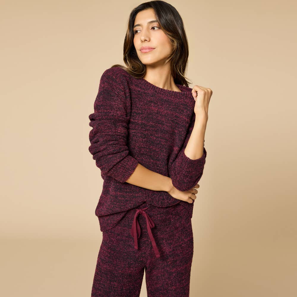Women's Cozy Heathered Marshmallow Crew Lounge Set