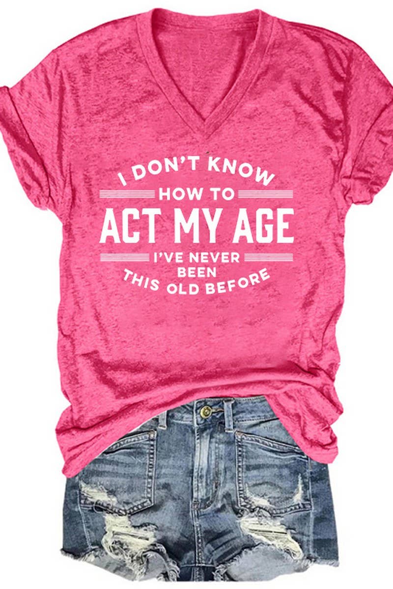 CWTTS1066_LETTER PRINT V NECK SHORT SLEEVED T SHIRT