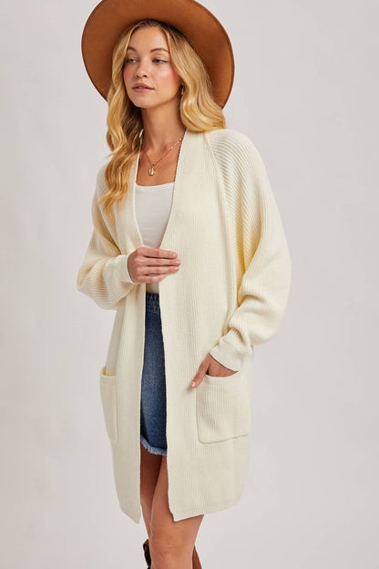 OPEN FRONT BATWING SLEEVE CARDIGAN
