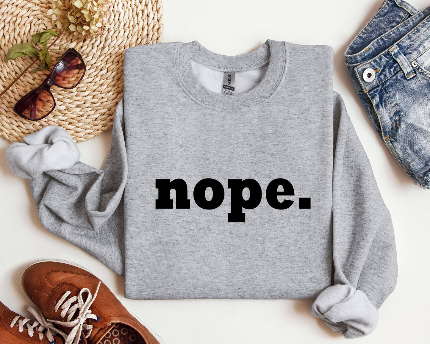Nope Funny Sweatshirt, Sarcastic College Sweatshirt