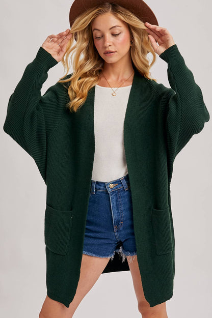 OPEN FRONT BATWING SLEEVE CARDIGAN