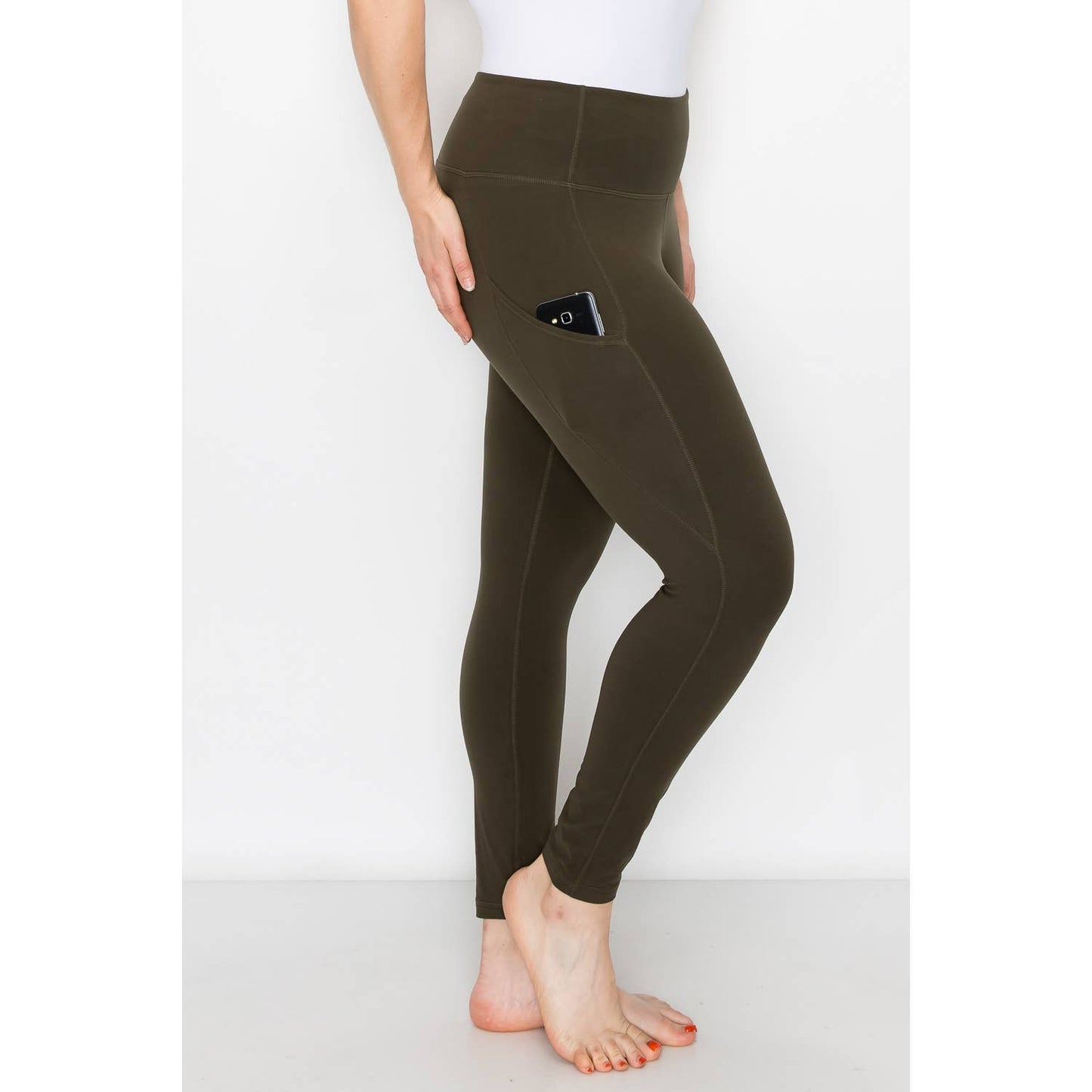 PLUS SIZE SIDE POCKET ACTIVE LEGGINGS: Navy / 2X