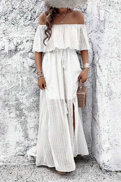 CWDMD02634_ELEGANT POLKA DOT OFF-SHOULDER MAXI DRESS