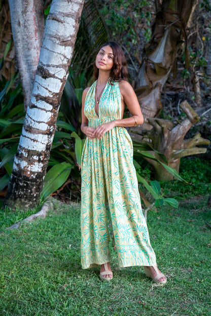 Elizabeth Convertible Beach Jumpsuit Sarong, Summer Jumpsuit: Turquoise Rainbow