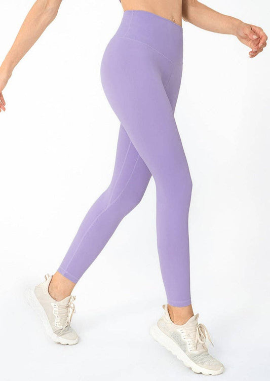 High Rise Contouring Full Length Leggings: Light Pastel Purple / Medium-6-8
