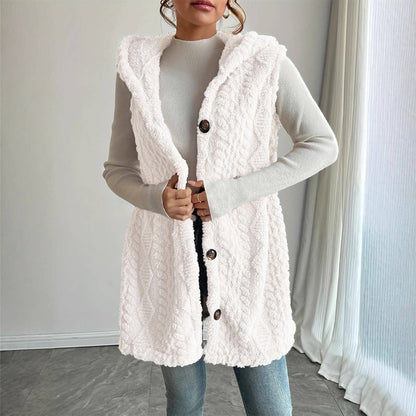 Women's Reversible Faux Fur outwear Vest with Buttons