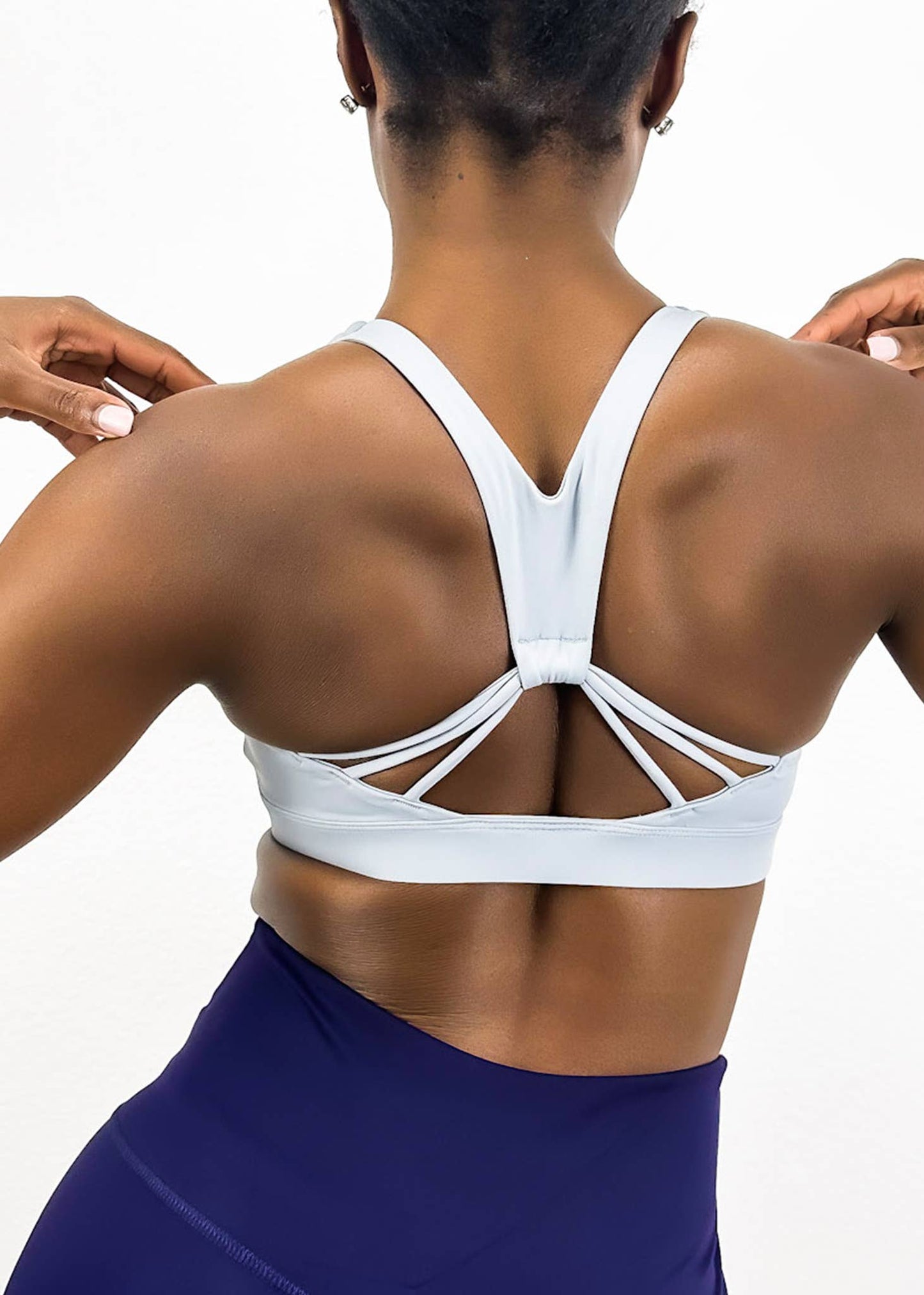 Soft Buttery Grey/ Large 8-10 V-Shape Back Straps Fitness Sports Bra: