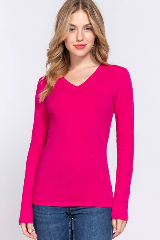 Long Sleeve V-neck Top