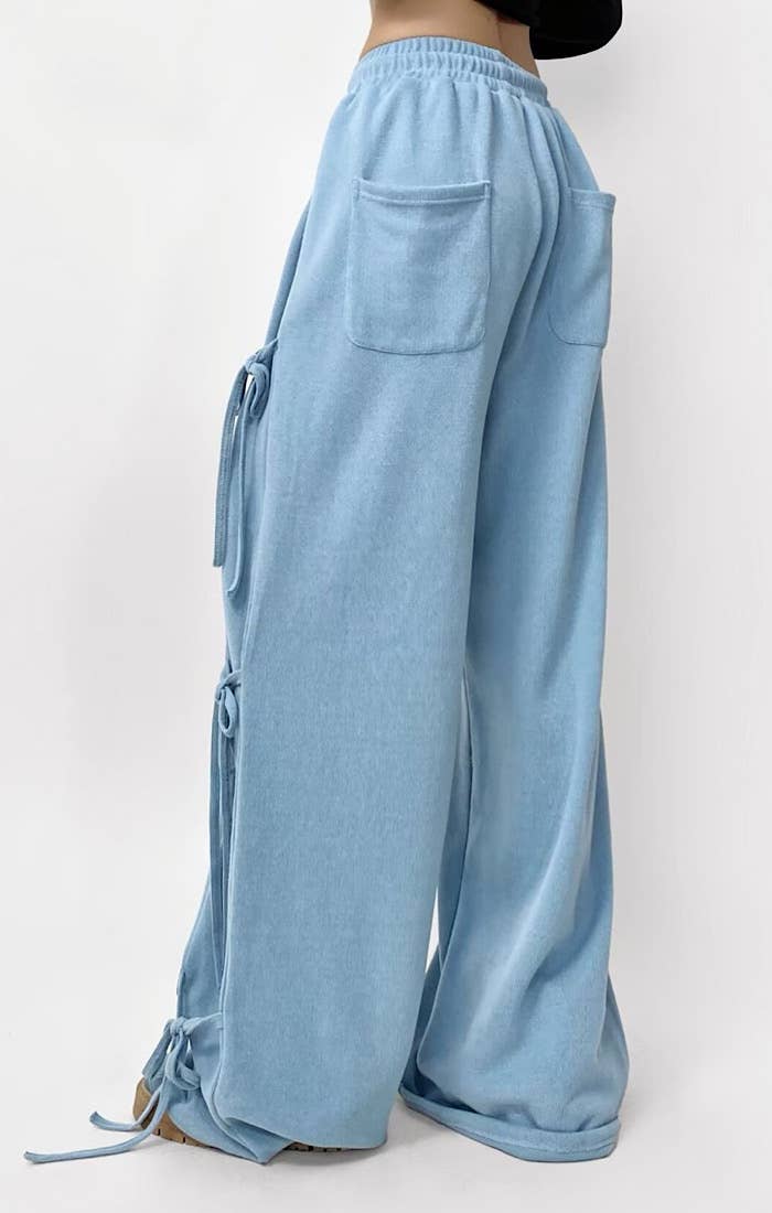 Side tie ribbon bows sweat pants