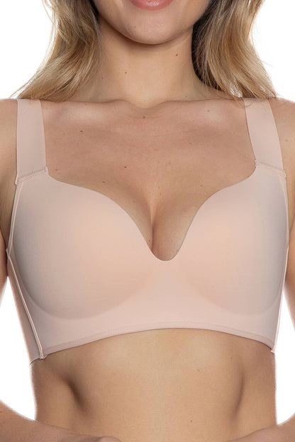 Foam Pink Beige / 1X Plunge Bra with Adjustable Straps: