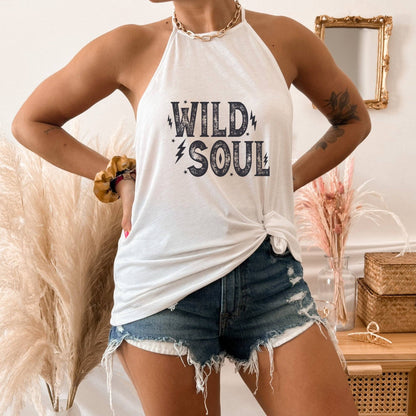 Black Distressed Wild Soul Tank Top: Stone / Small