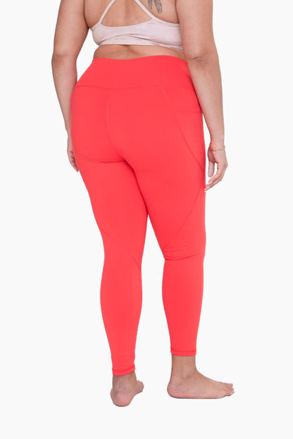 CURVY Tapered HEATHER GREY / XL:1XL:2XL:3XL Band Essential Solid Highwaist Leggings:  (2:2:1:1)