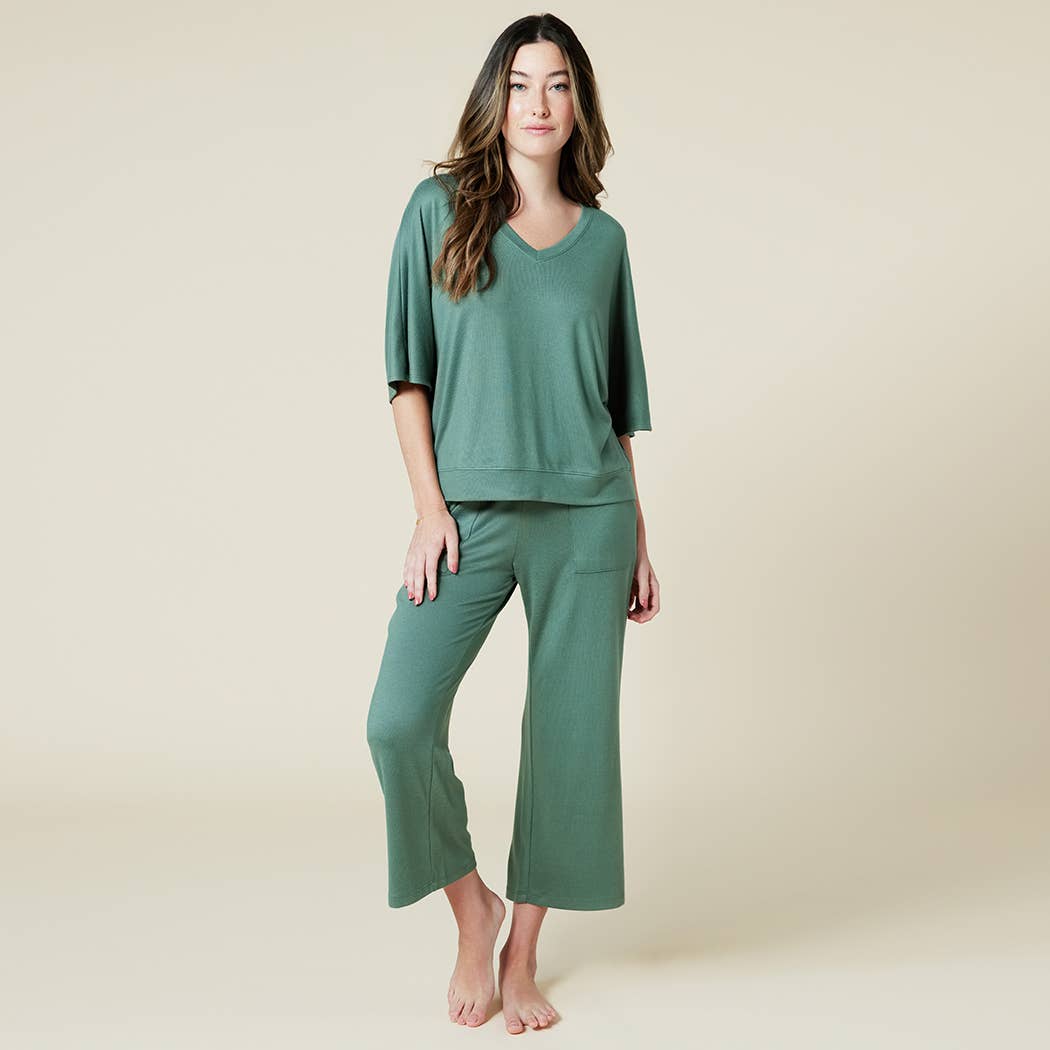 Dream Jersey Relaxed V-neck with Capri Lounge Set for Women
