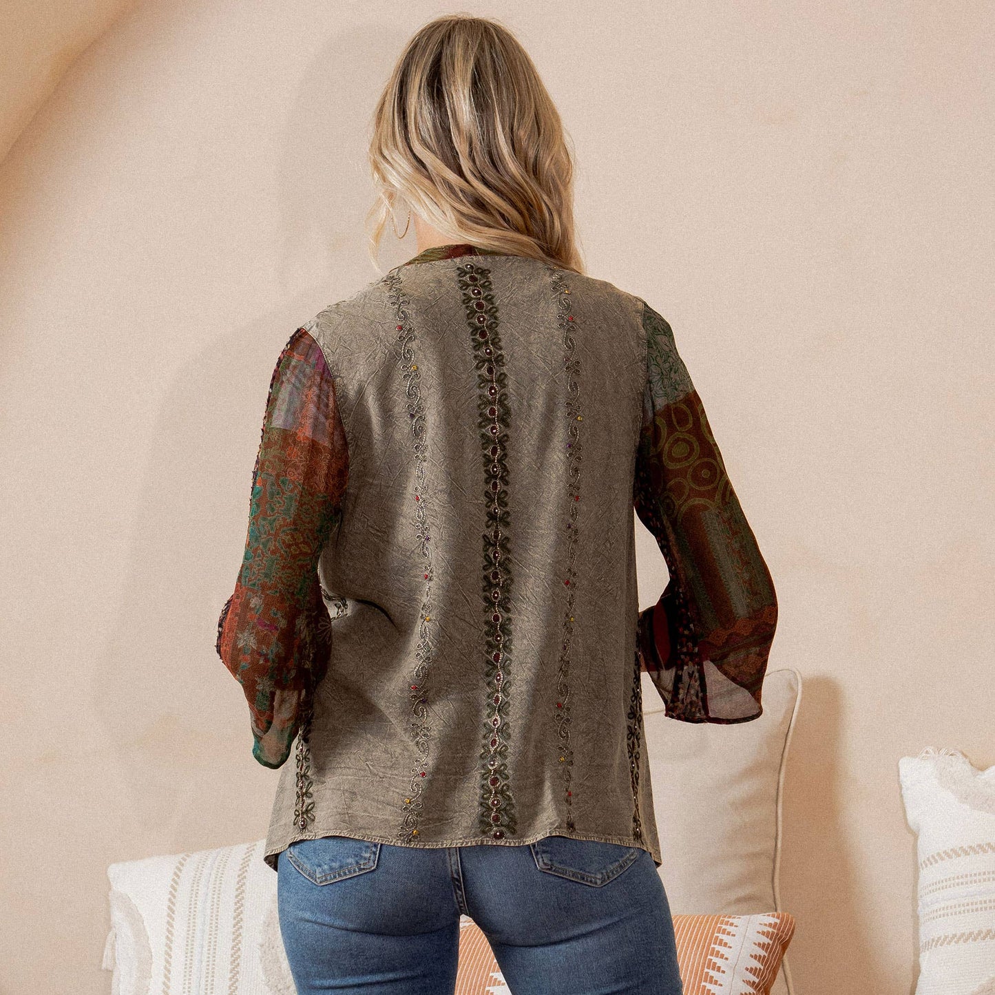 Bohemian Elegance: Stonewashed Rayon Kimono