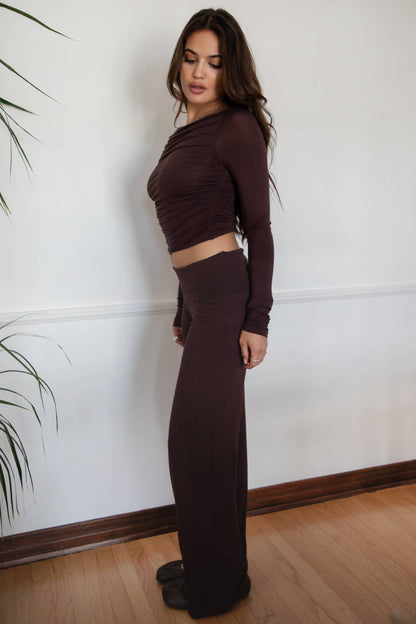 SORA Fold Over Straight Leg Leggings Casual Lounge Pants