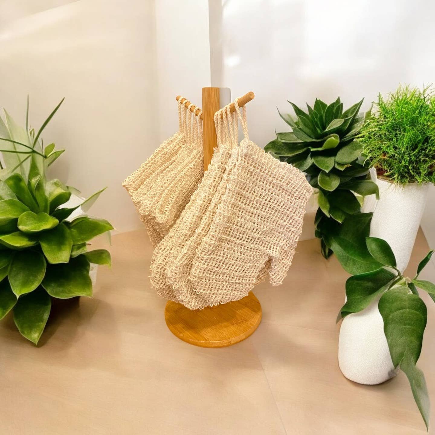 Bamboo Retail Display Stand with Pegs