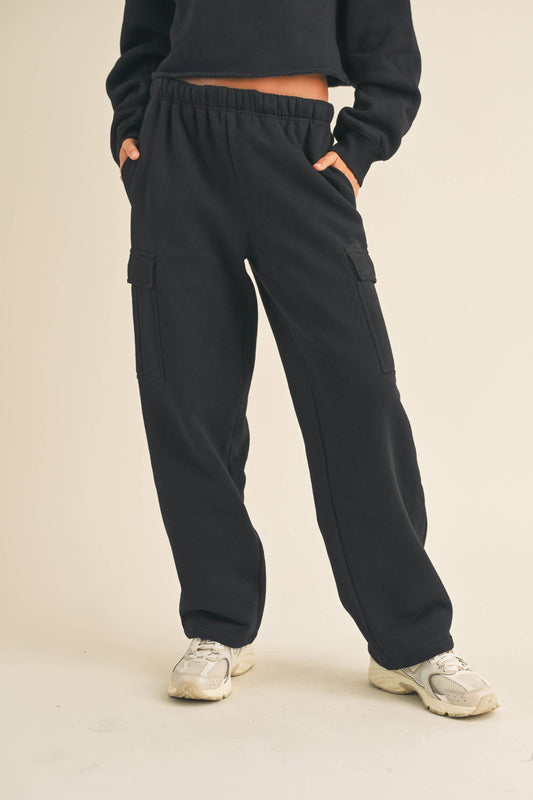 CARGO POCKET SWEATPANTS: BLACK / M P3135ST