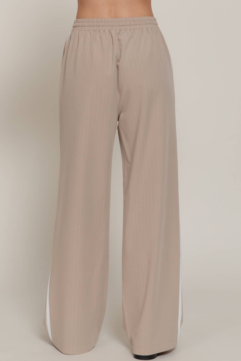 Side Stripe Detail Y/D Stripe Long Pants with Drawstring