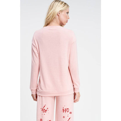 Merry Christmas print soft lounge wear set