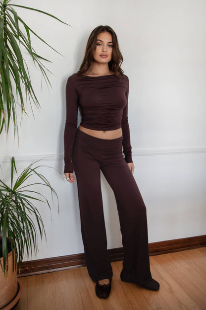 SORA Fold Over Straight Leg Leggings Casual Lounge Pants