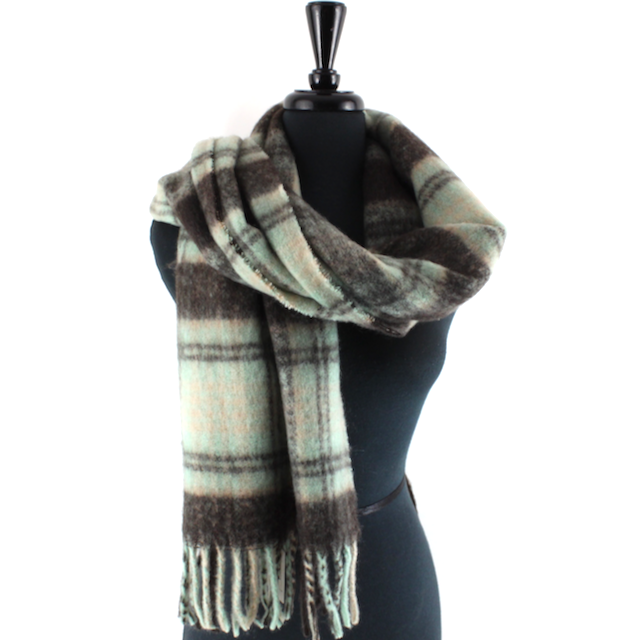 S24164 Wide Fuzzy Plaid Scarf