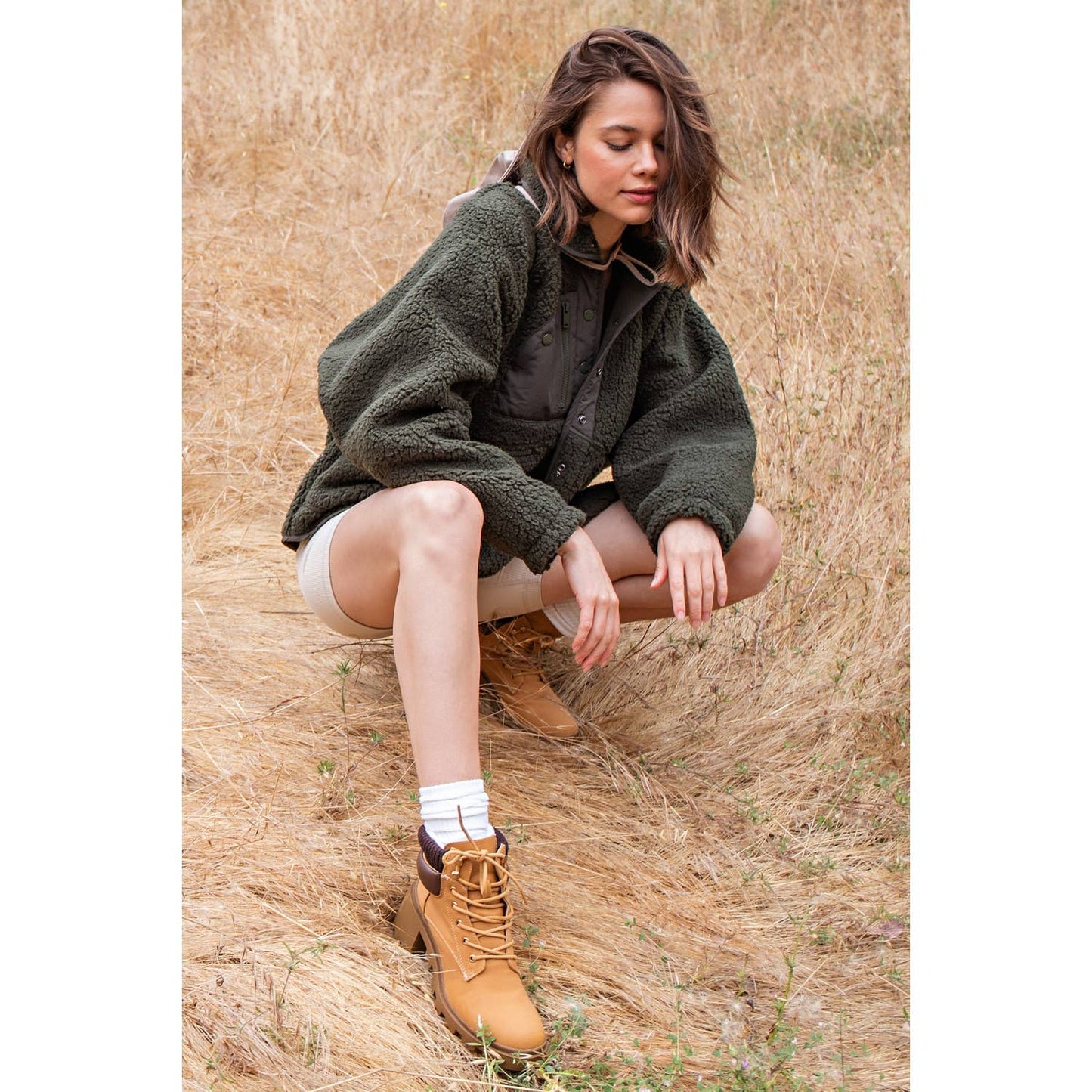 HEAVY FLEECE OUTDOOR JACKET: Olive / M