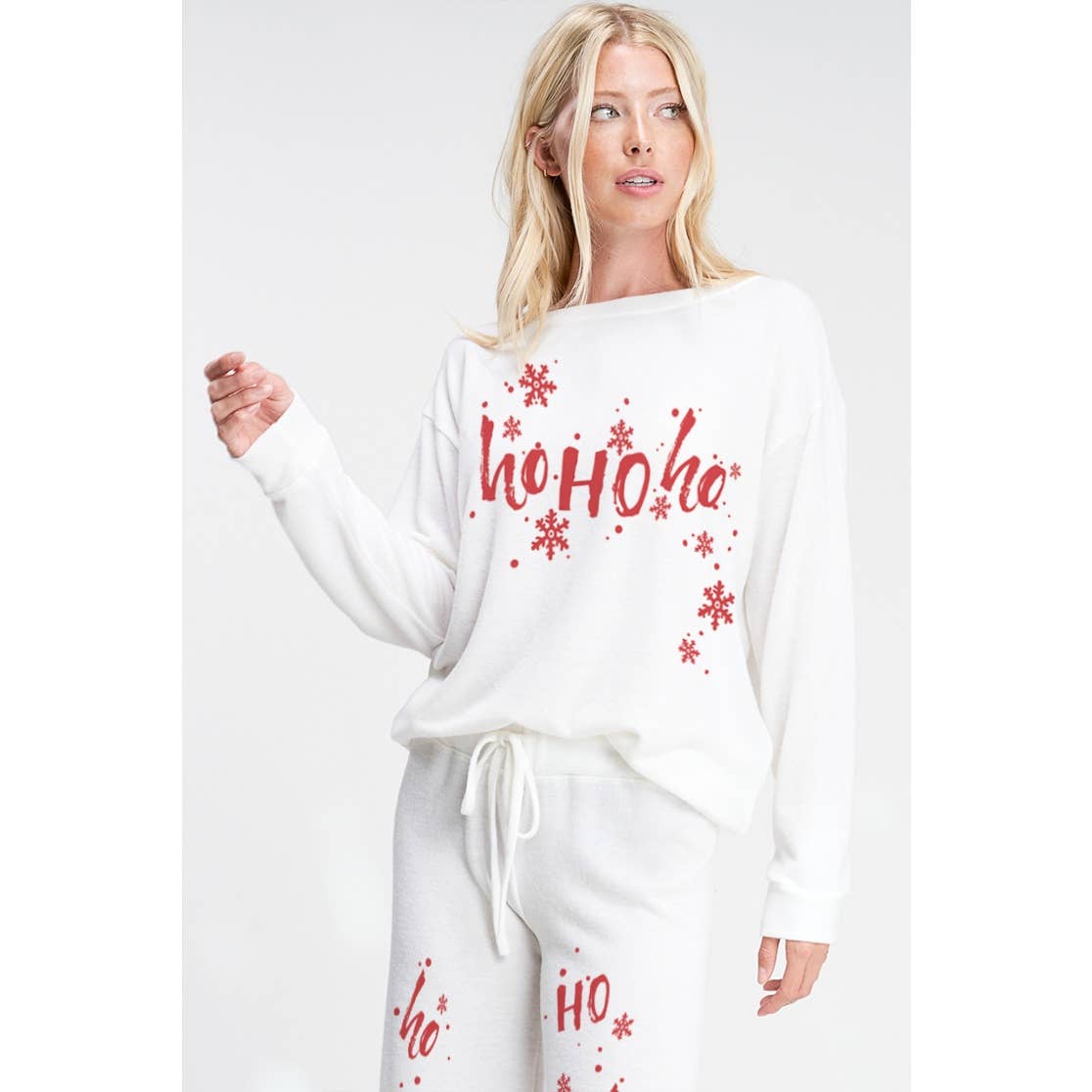 Merry Christmas print soft lounge wear set