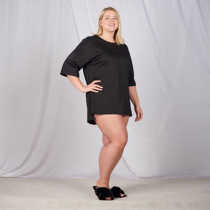 Faceplant Bamboo® and Organic Cotton Oversized boyfriend tee: Black / Small/Medium