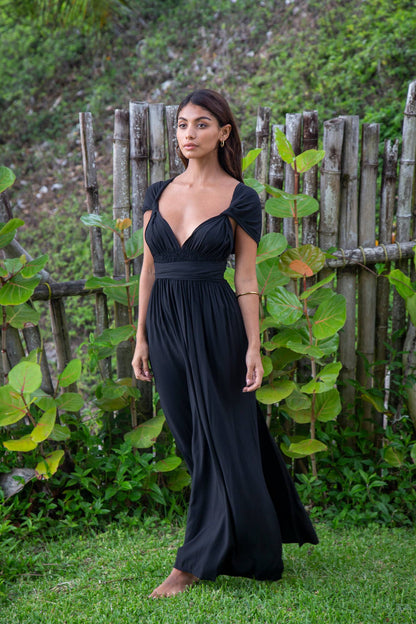 Convertible Tammy Dress in Solid Black OS fits XS-M size 0-6: Solid Black