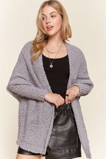 CESW2245 - POPCORN KNIT SWEATER CARDIGAN