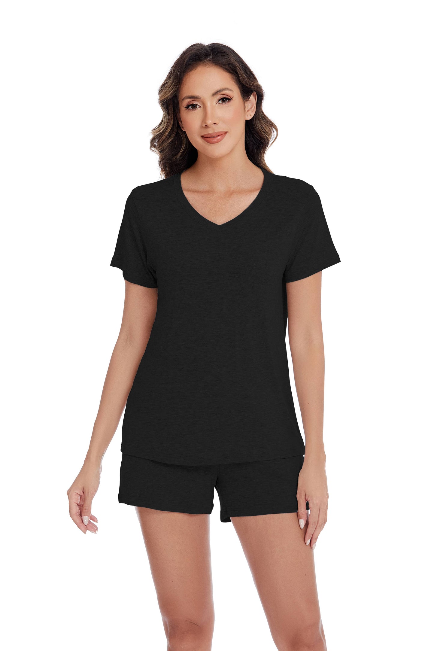 Bamboo Viscose V Neck Short Sleeve Pajama Set