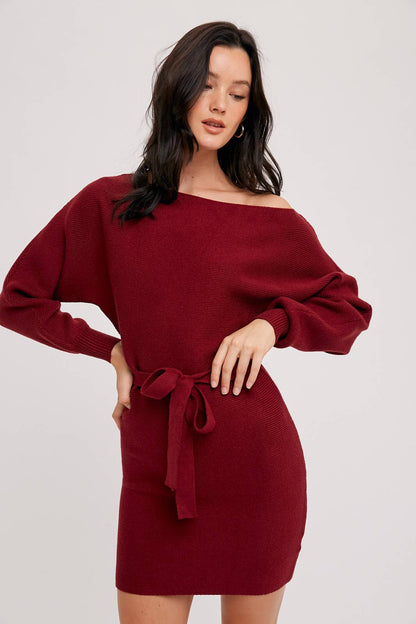 BOATNECK SWEATER DRESS