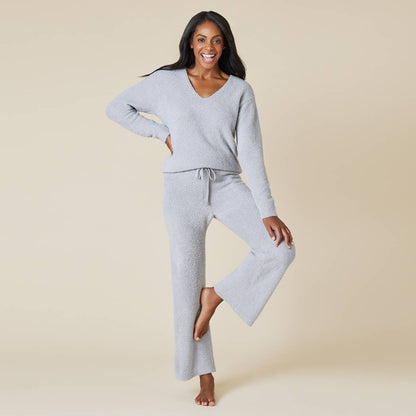 Solid Marshmallow V-Neck Lounge Set