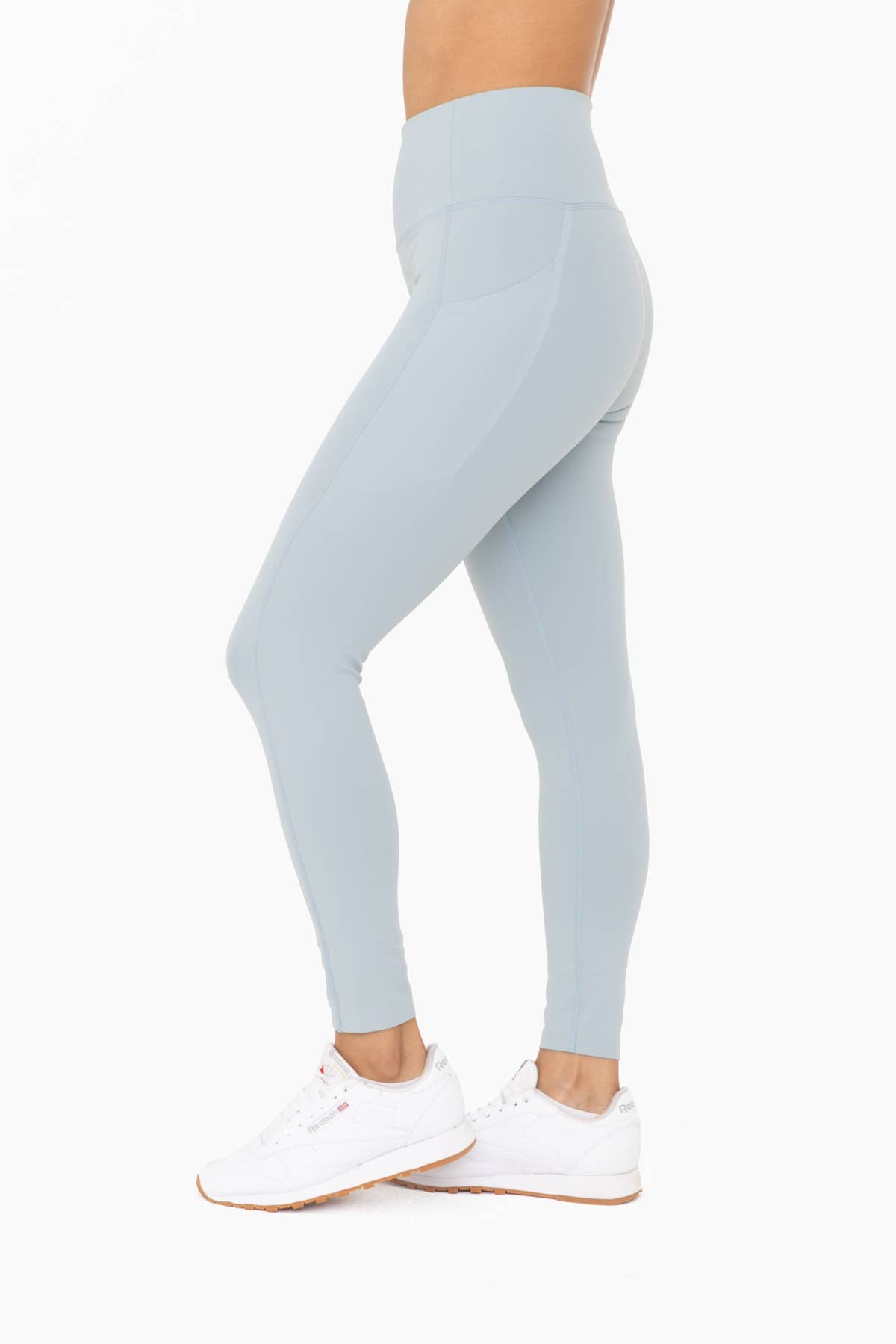 Laser-Cut and Bonded Essential Foldover Highwaist Leggings: ICE GREEN / S:M:L (2:2:2)