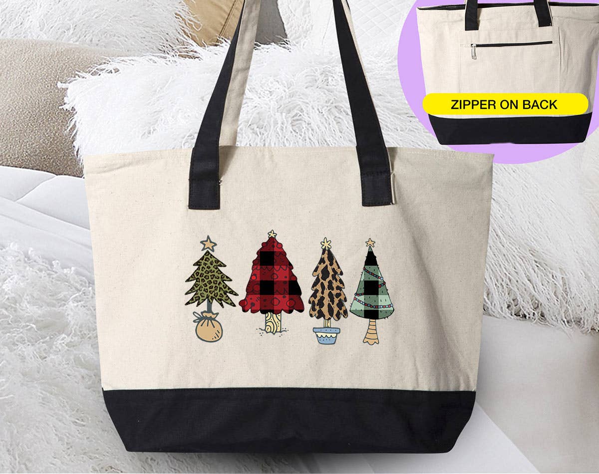 Christmas Tree Plaid -  Christmas  Canvas Zipper Tote