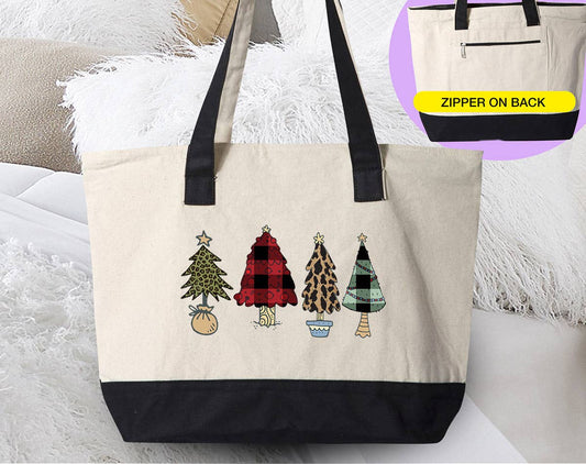 Christmas Tree Plaid -  Christmas  Canvas Zipper Tote