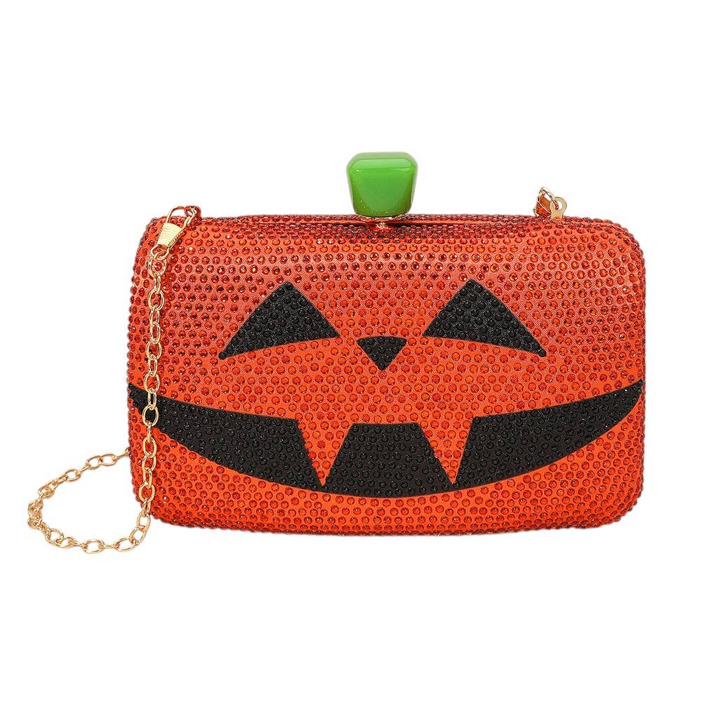Bling Halloween Pumpkin Face Evening Clutch / Crossbody Bag